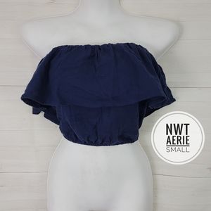 NWT Small Aerie Blue Strapless Top